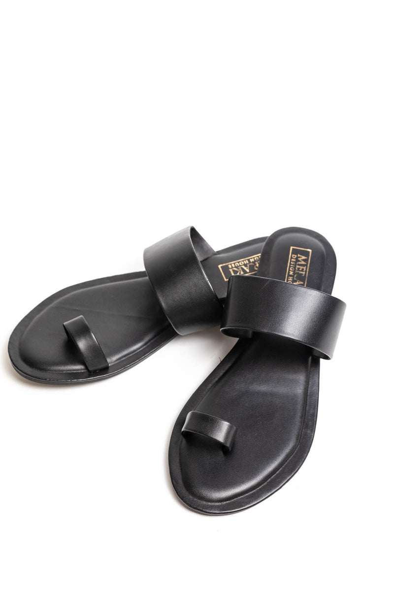 Black Toe Ring Sandals