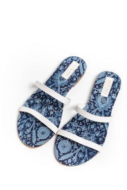 Blue and White Strap Sandals